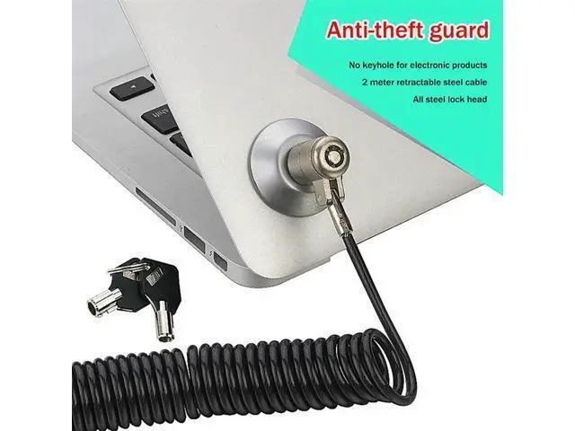 Alt view image 3 of 4 - Laptop Computer Lock Laptop Lock Anti-Theft Lock Universal Retractable Spring Rope Steel Cable Key Computer Lock
