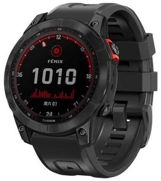 Alt view image 4 of 5 - For Garmin Fenix 7X 26mm Silicone Sport Pure Color Watch Band