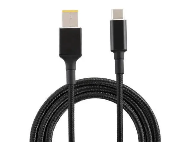 Alt view image 2 of 6 - 100W Big Square USB Male to USB-C / Type-C Male Nylon Weave Power Charge Cable for Thinkpad/ThinkBook/Xiaoxin, Cable Length: 1.7m