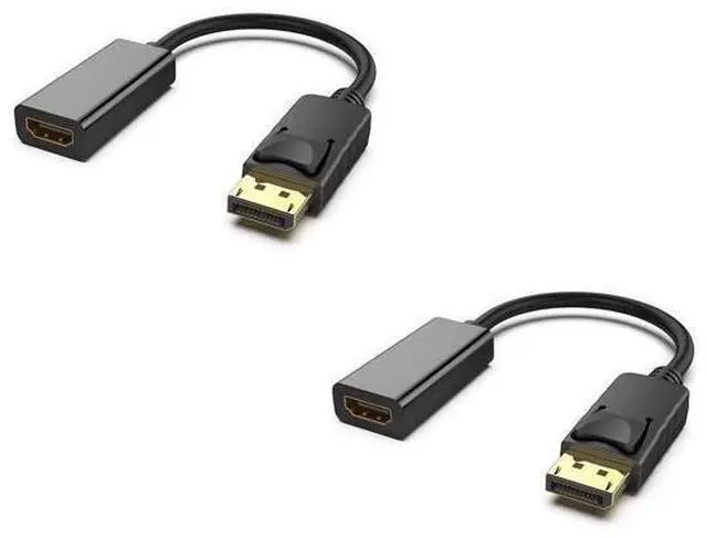 Main image of 2 PCS 1 set DisplayPort DP to HDMI Cable,Male To Female Display Port to HDMI Adapter Converter Black Laptop PC for HP/DELL 2 packs