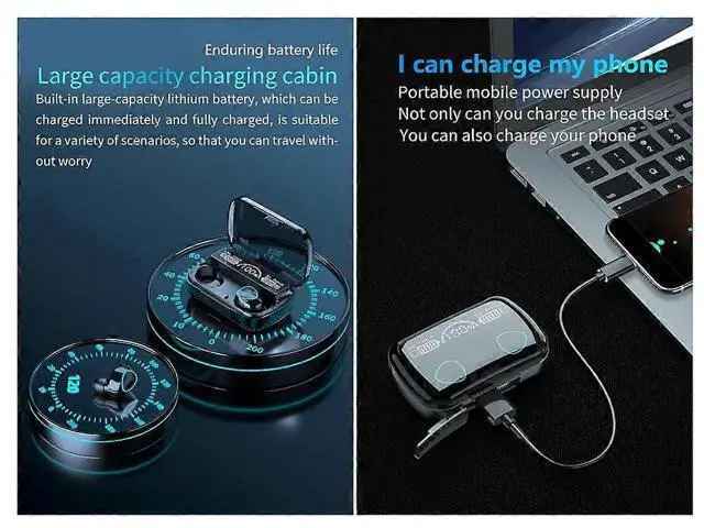 Alt view image 3 of 5 - TWS V5.1 Wireless Earbuds, 48H Playtime, Touch Control, Noise Cancelling In-Ear Headphones for Android/iOS (Black)