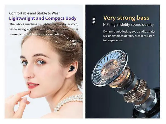 Alt view image 4 of 5 - TWS V5.1 Wireless Earbuds, 48H Playtime, Touch Control, Noise Cancelling In-Ear Headphones for Android/iOS (Black)