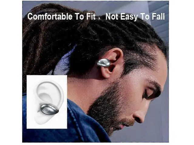 Alt view image 3 of 5 - Lightweight Wireless Bone Conduction Headphones for Small Ears, Open Ear Clip Design, 5H Playback, IPX Waterproof - Black