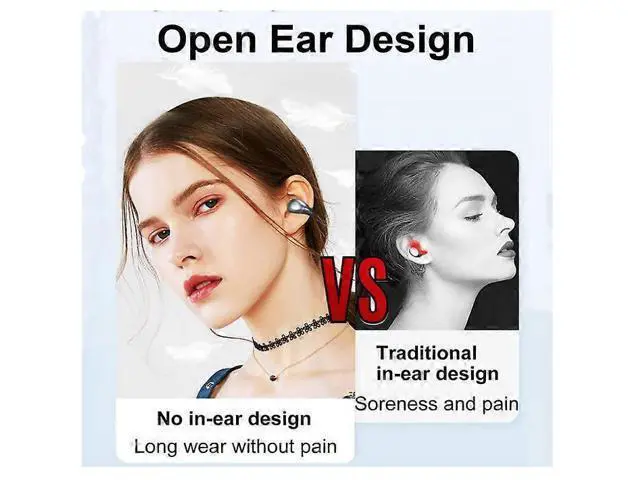 Alt view image 2 of 5 - Lightweight Wireless Bone Conduction Headphones for Small Ears, Open Ear Clip Design, 5H Playback, IPX Waterproof - Black
