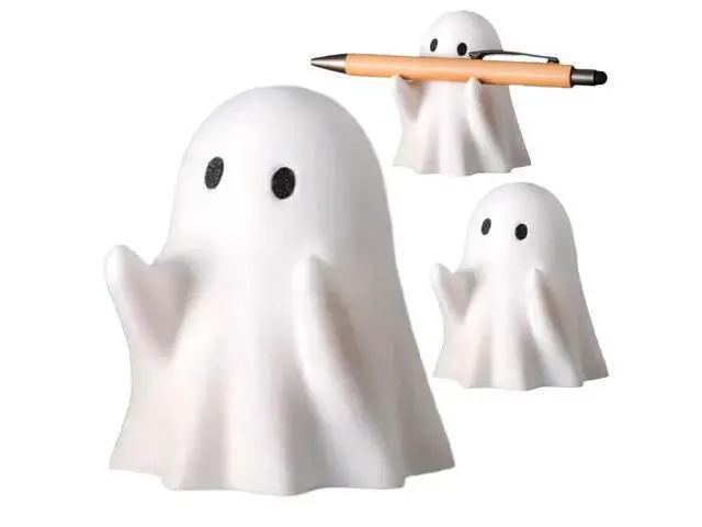 Alt view image 3 of 3 - Halloween Ghost Pen Holder Funny Adorable Pencil Stand Halloween Ghost Figurine Desktop Organizer Indoor Spooky Home Decor Gifts
