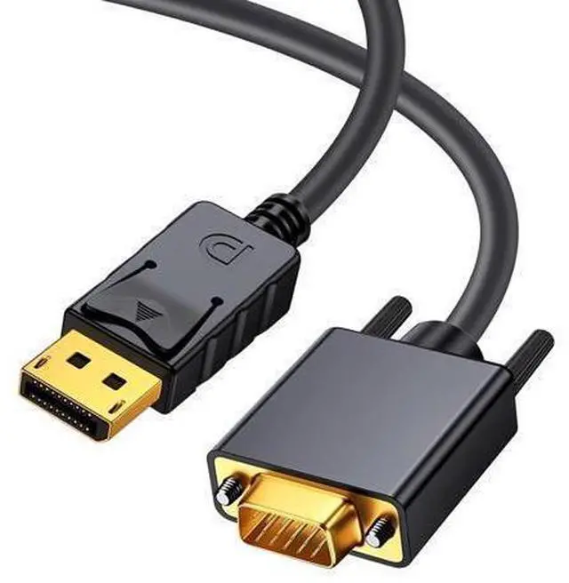 Main image of DisplayPort to VGA Cable 6FT/1.8M, Displayport to VGA Adapter Gold Plated 1080P@60Hz for Monitor, Laptop, PC, TV, Projector (Not Bidirectional)