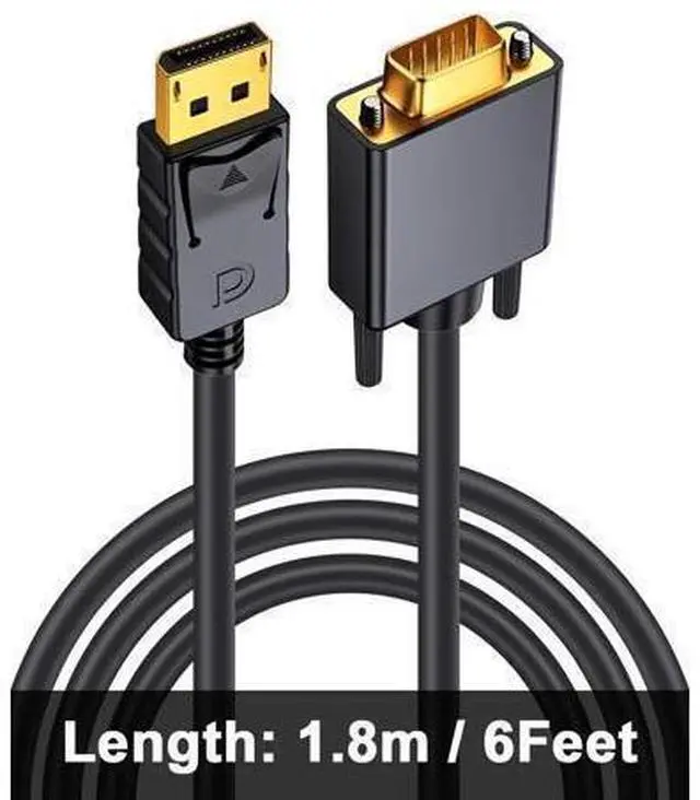 Alt view image 7 of 7 - DisplayPort to VGA Cable 6FT/1.8M, Displayport to VGA Adapter Gold Plated 1080P@60Hz for Monitor, Laptop, PC, TV, Projector (Not Bidirectional)