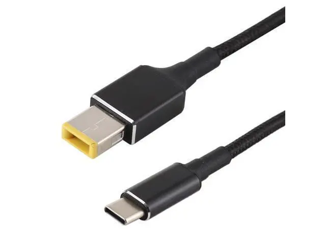 Alt view image 3 of 6 - 100W Big Square USB Male to USB-C / Type-C Male Nylon Weave Power Charge Cable for Thinkpad/ThinkBook/Xiaoxin, Cable Length: 1.7m