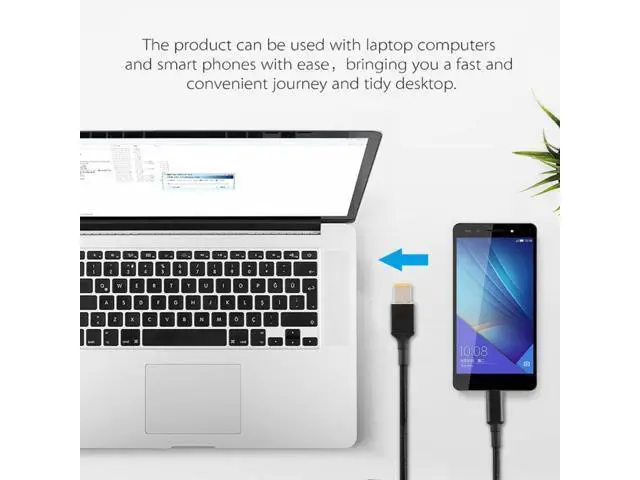 Alt view image 6 of 6 - 100W Big Square USB Male to USB-C / Type-C Male Nylon Weave Power Charge Cable for Thinkpad/ThinkBook/Xiaoxin, Cable Length: 1.7m