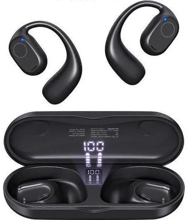 Main image of Open Ear Bluetooth 5.3 Headphones, 40H Playtime Digital Display Case, Sports Earbuds with Earhooks