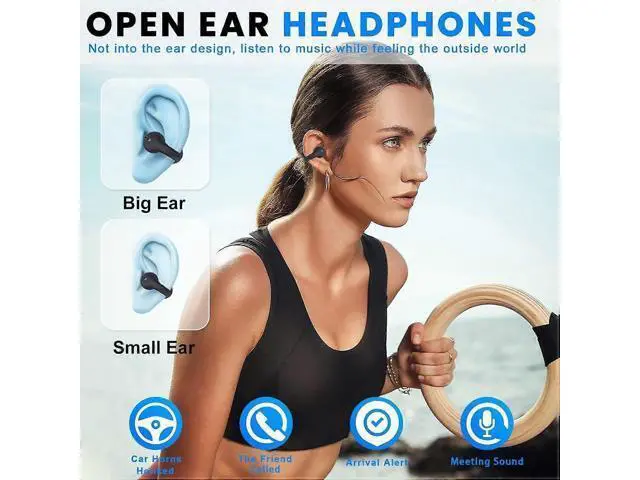 Alt view image 2 of 5 - Bone Conduction Earbuds Clip-On, Bluetooth 5.3 IPX5 Waterproof HiFi Open-Ear Headphones (Off White)