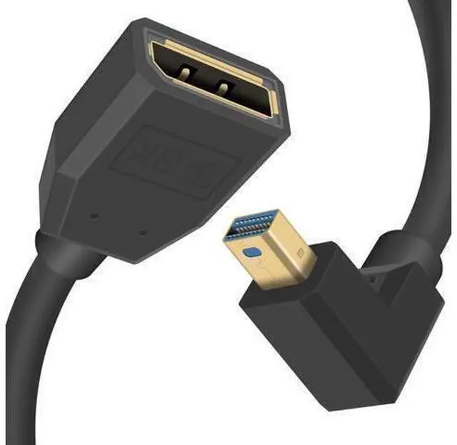 Main image of Displayport to Mini Displayport Extension Cable 1.4, 8k Mini DP to DP, Up Angle Mini Displayport Male to Displayport Female Extention Cable for Laptop PC TV Gaming Monitor. 1Ft/30cm