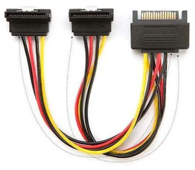 Alt view image 2 of 3 - 15Pin Male to 2 Female 90 degree SATA Power Cable Adapter 20CM for PC Computer