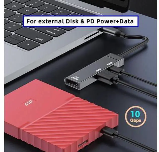Alt view image 3 of 7 - Type-C to Displayport 4K@120hz & USB 3.0 OTG & Charger USB-C to Standard DP Converter Monitor Multiport Adapter with Female PD 60W Power Port