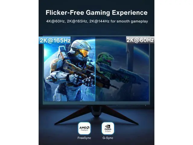 Alt view image 3 of 7 - 1.6ft/0.5M DisplayPort Cable, Short DP Cable for Gaming Monitor, TV, PC, Laptop and More, 4K@60Hz, 2K@144Hz, 2K@165Hz, Nylon Braided High Speed DisplayPort 1.2