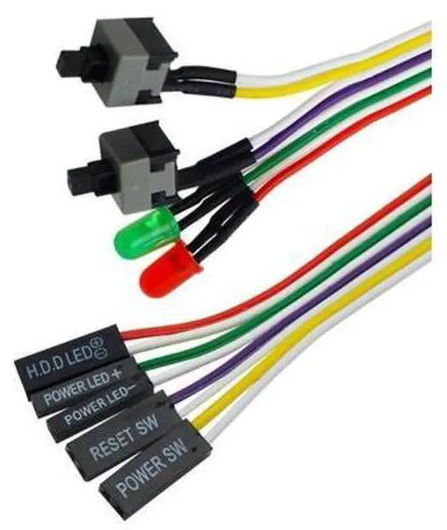 Alt view image 2 of 2 - 65CM Slim ATX PC Compute Motherboard Power Cable Original On/Off/Reset with LED Light PC Power Reset Switch Push Button Switch