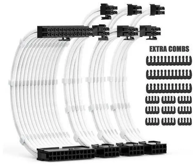 Main image of PSU Cable Extensions Kit 30CM With Cable Combs Extension Power Supply Cable 24Pin 8Pin(4+4) 8Pin(6P+2P) For ATX Power