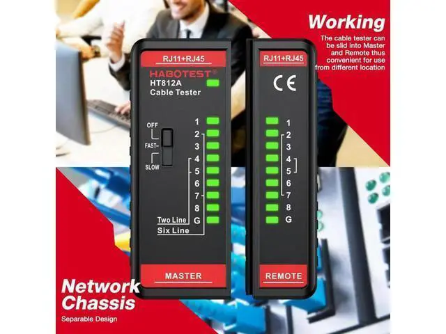 Alt view image 4 of 4 - HABOTEST HT812A Network Cable Tester ,Cable Telephone Line Continuity Test For CAT5/CAT5E/CAT6/CAT6A, UTP/STP Network Test T