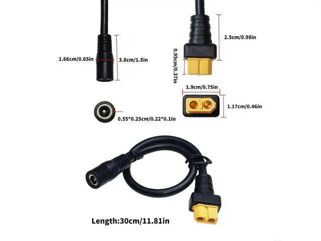 Alt view image 2 of 2 - XT60 Female Connector To DC 5.5*2.5mm Power Cable Adaptor 5525 For Glasses Charging Adapter Cables