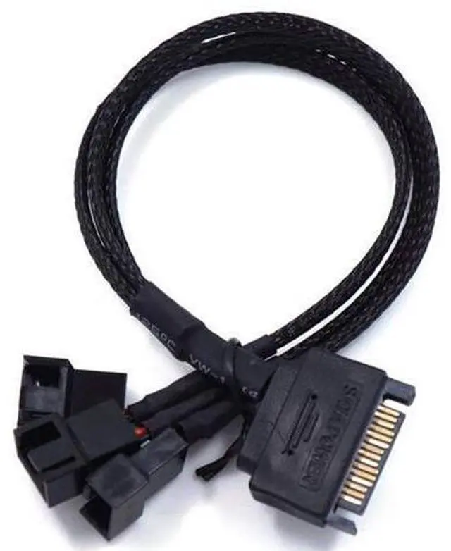 Main image of SATA to 3 x 3 Pin / 4 Pin PMW 12V PC Case Fan Power Adapter Cable, 3-Pin or 4-Pin (PWM Connector) to 15 Pin SATA Computer Cooler Cooling Fan Splitter Y Power Cable 2-Pack