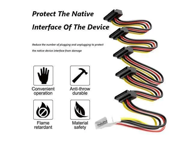 Alt view image 2 of 3 - Power Cable Server DIY Splitter Cord SATA 1 to 5 SATA Hard Disk Power Supply Splitter Adapter Cable Cord for PC Sever