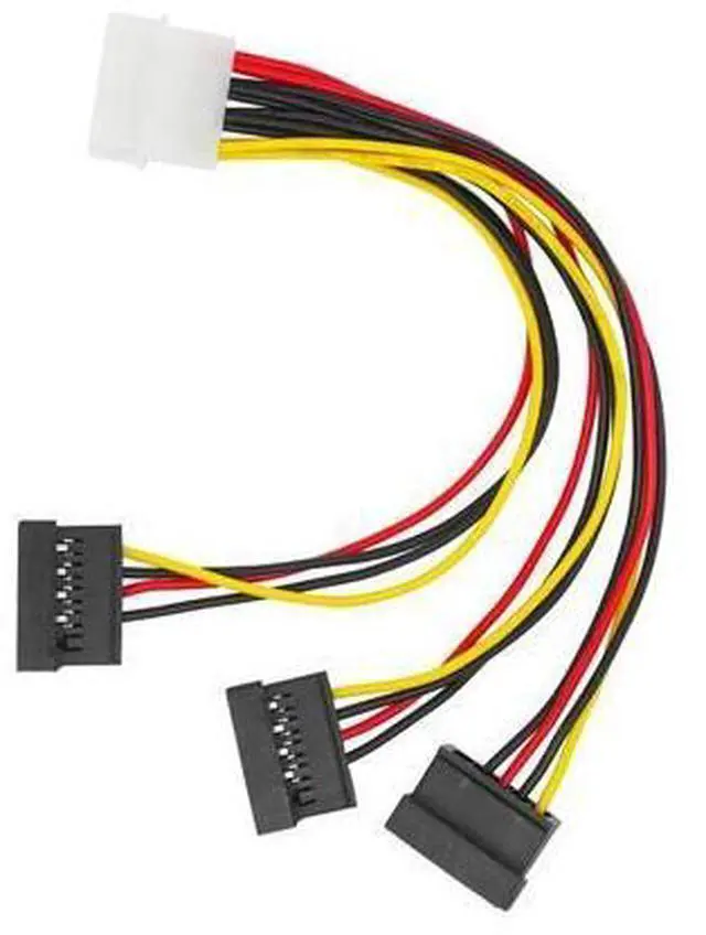 Main image of SATA Adapter Cable IDE 4Pin Male To 3 Port SATA Female Splitter Hard Drive Power Supply Cable SATA Cable 22cm