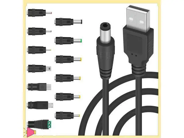 Alt view image 3 of 4 - 5V DC 5.5 2.1Mm Jack Charging Cable Power Cord, USB To DC Power Cable With 13 Interchangeable Plugs Connectors Adapters