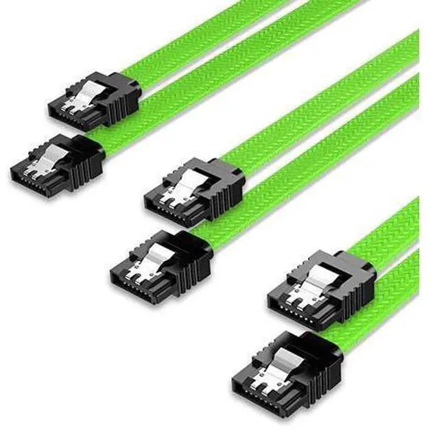 Main image of 3PACK SATA Cable III 3 Pack 6Gbps Straight HDD SDD Data Cable with Locking Latch 18 Inch for SATA HDD SSD CD Driver CD Writer Green