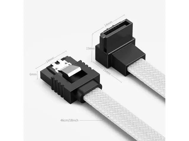 Alt view image 3 of 7 - 3PACK SATA Cable III 3 Pack 90 Degree Straight to Right Angle 6Gbps HDD SDD SATA Data Cable with Locking Latch 50cm 18 Inch for SATA HDD, SSD, CD Driver, CD Writer, White