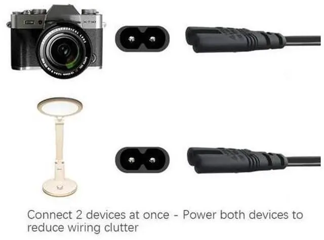Alt view image 2 of 4 - IEC320 C8 To 2X C7 Y Split AC Power Cord, IEC Figure 8 Male To 2 Female 1 In 2 Out AC Power Cable