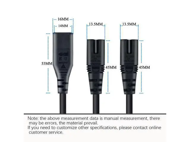 Alt view image 4 of 4 - IEC320 C8 To 2X C7 Y Split AC Power Cord, IEC Figure 8 Male To 2 Female 1 In 2 Out AC Power Cable