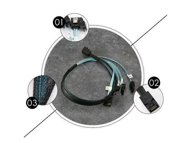 Alt view image 4 of 4 - Internal Mini SAS To SATA Cable, SFF-8643 For Raid Controller Hard Drive-AU64