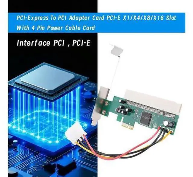 Alt view image 2 of 4 - PCI-Express To PCI Adapter Card PCI-E X1/X4/X8/X16 Slot With 4 Pin Power Cable Card