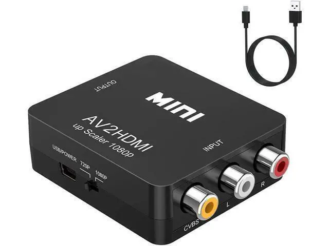 Alt view image 4 of 7 - New Mini RCA AV to HDMI Converter Adapter Composite AV2 HDMI 1080P DVD HDMI to AV with audio Video PAL NTSC mode USB cable
