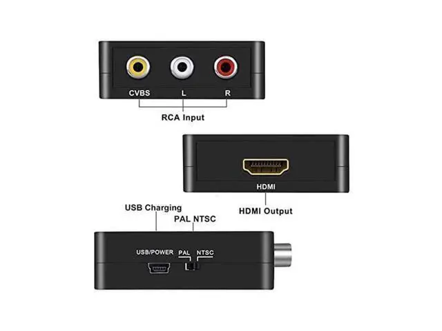 Alt view image 6 of 7 - New Mini RCA AV to HDMI Converter Adapter Composite AV2 HDMI 1080P DVD HDMI to AV with audio Video PAL NTSC mode USB cable