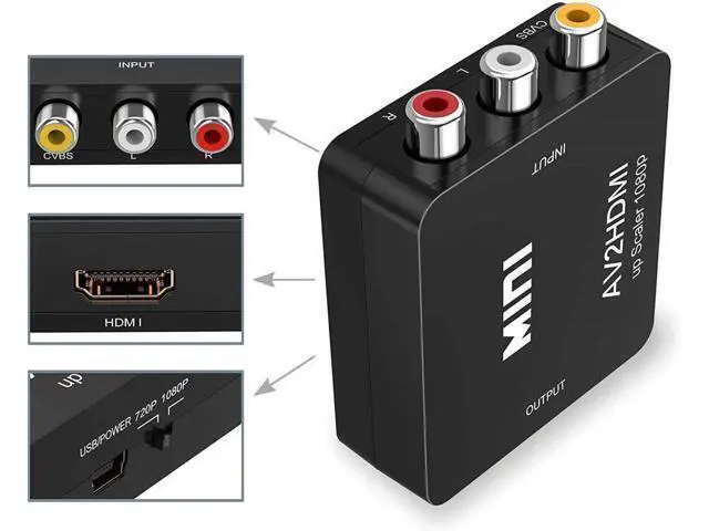 Alt view image 3 of 7 - New Mini RCA AV to HDMI Converter Adapter Composite AV2 HDMI 1080P DVD HDMI to AV with audio Video PAL NTSC mode USB cable