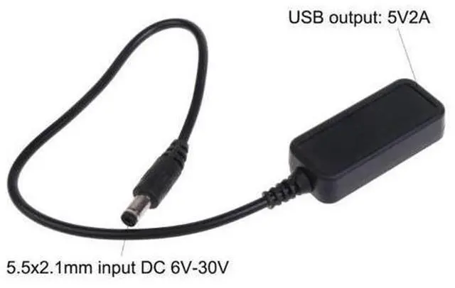Main image of DC 5.5mm x 2.1mm Male Adapter to USB Type A Female Extension Power Cable 6V-30V Input 5V2A Output USB Charger Adapter