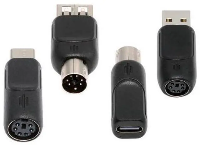 Main image of 4pcs/lot USB 2.0 Type-A Type-C USB-C to PS2 Keyboard PS/2 Mouse Male to Female Adapter Mini-Din 6Pin