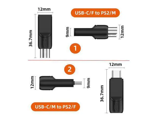 Alt view image 5 of 7 - 4pcs/lot USB 2.0 Type-A Type-C USB-C to PS2 Keyboard PS/2 Mouse Male to Female Adapter Mini-Din 6Pin