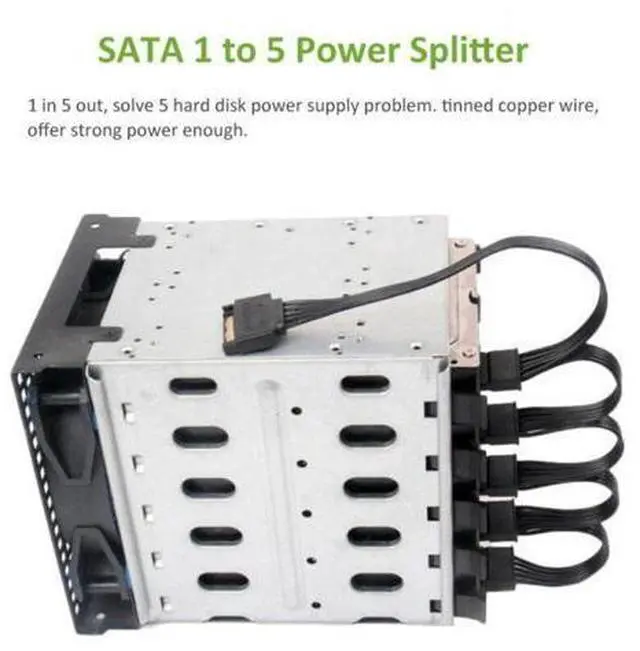 Alt view image 4 of 4 - 15Pin SATA Power Supply Splitter Cable Hard Drive 1 Male to 5 Female Extension Power Cord for DIY PC Sever Power distributor