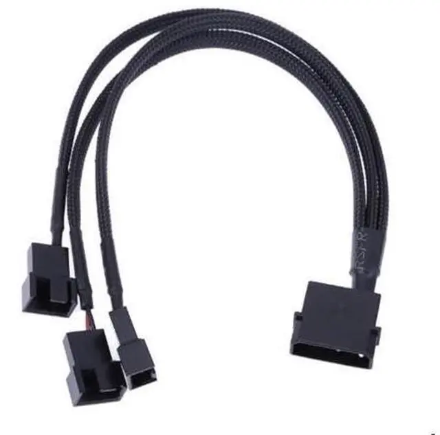 Main image of 4Pin IDE Molex to 3 Port 3Pin/4Pin Cooler Fan Splitter Power Cable Extension Cord Black Sleeved Braided cable connector