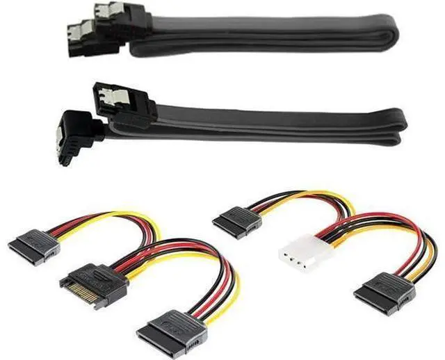 Main image of 2-Bay 2.5 Inch to 3.5 Inch External HDD SSD Metal Mounting Kit Adapter Bracket with SATA Data Power Cables & Screws (Black Cable Set)