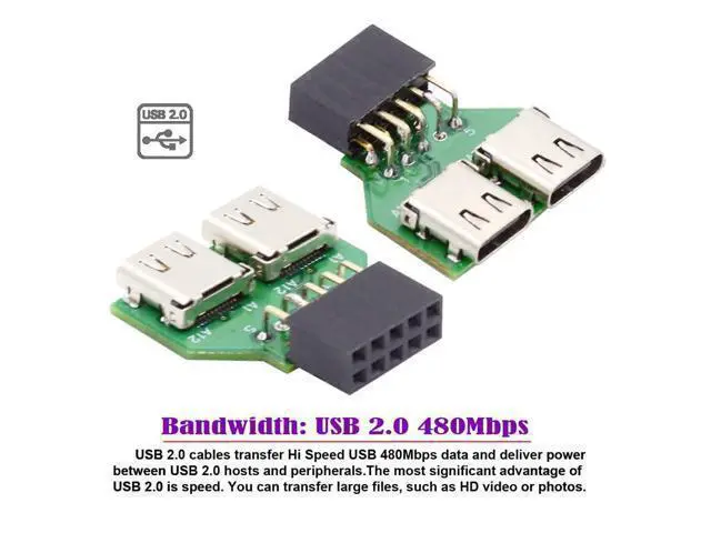 Alt view image 6 of 7 - Dual Ports USB 3.1 Type C USB-C Female to USB 2.0 Motherboard 9pin 10pin Header Adapter PCBA 480Mbps