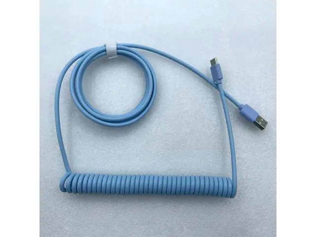 Alt view image 4 of 4 - Computer Mechanical Keyboard Data Cable Replacement Coiled Aviator Wire Type-C to USB Cable Keyboard Accessory