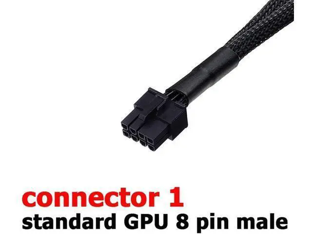 Alt view image 2 of 3 - Dual 6 Pin Female to GPU 8 Pin Male, GPU Power Adapter Cable Braided Sleeved,Computer Cable, Computer Graphics Card Cable, 9 inches 1pack