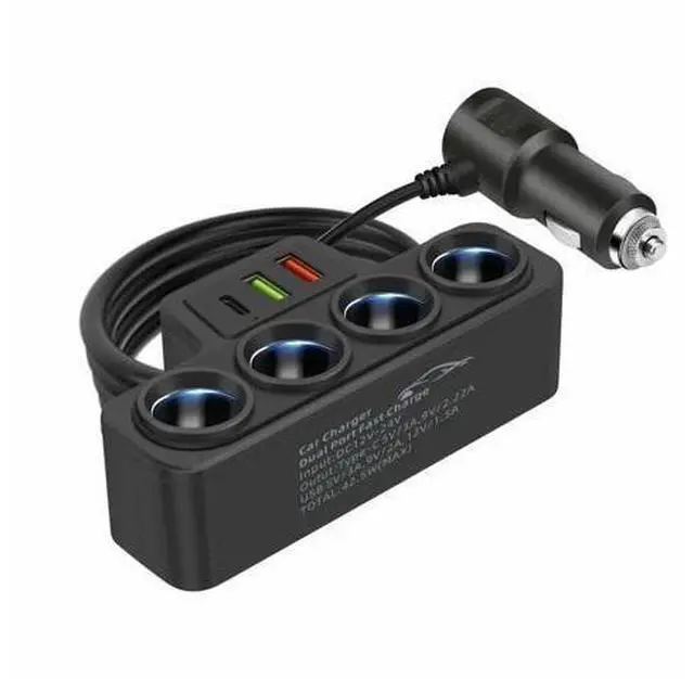 Main image of 12V/24V Car Cigarette Lighter Adapter 4-Socket 3.1A Charger Charger USB Car USB+QC3.0+PD3.1A Accessories 120W Power Outlet