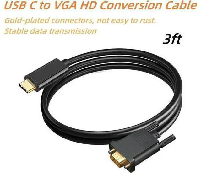 Alt view image 4 of 4 - USB C to VGA Cable 3ft VGA to USB C Cable for Monitor Type-C to VGA Cable USB C to VGA Cable Compatible with MacBook Pro/Air iPad Pro Phone Laptop Projector