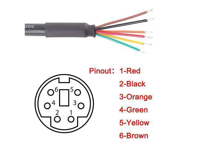 Alt view image 4 of 4 - Mini DIN 6 Pin Male to Bare Wire Adapter Cable, 6-Pin Plug to Open End Connector Cord for DIY, Repair, Audio, Industrial Equipment, 0.5m/1.64ft
