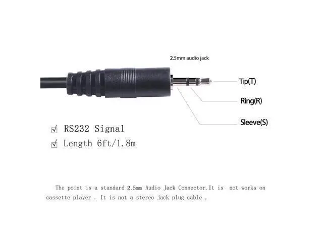 Alt view image 3 of 3 - USB Serial Cable RS232 Audio Jack AJ 2.5mm TRS Converter 3P 3 Pins 1.8m (t-RX r-TX s-GND)