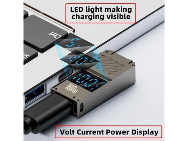 Alt view image 5 of 7 - USB C to DC Adapter,USB C Female to DC 4.5x3.0mm DE Barrel Jack Plug PD 100W Laptop Fast Charging Adapter with Wattage Display